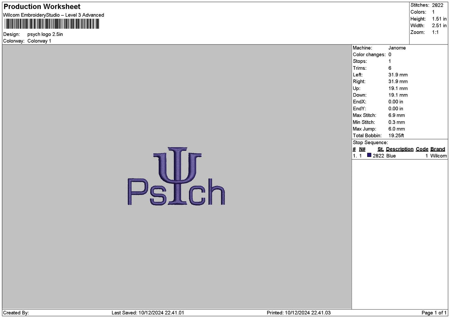 Psychtext1012 Embroidery File 6 sizes