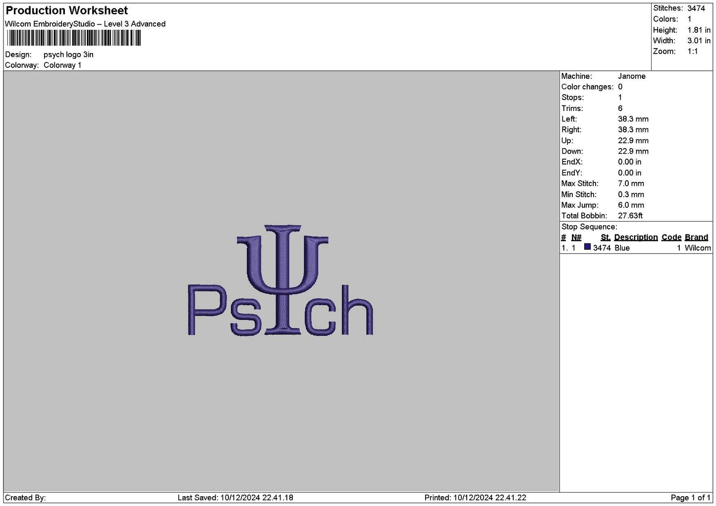 Psychtext1012 Embroidery File 6 sizes