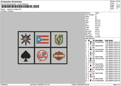 Flag Grid Embroidery File 6 sizes