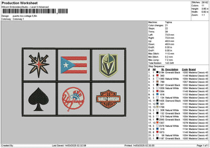 Flag Grid Embroidery File 6 sizes