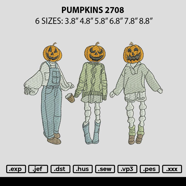 Pumpkins 2708 Embroidery File 6 sizes