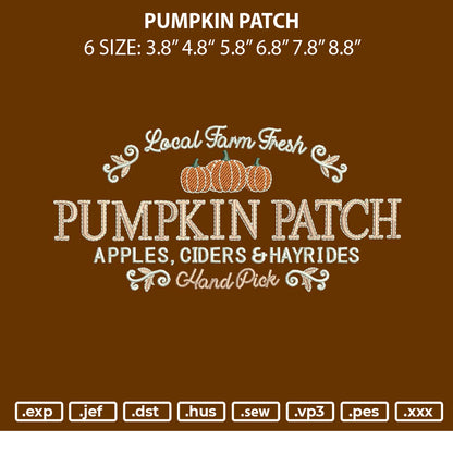 Pumpkin Patch Embroidery File 6 sizes