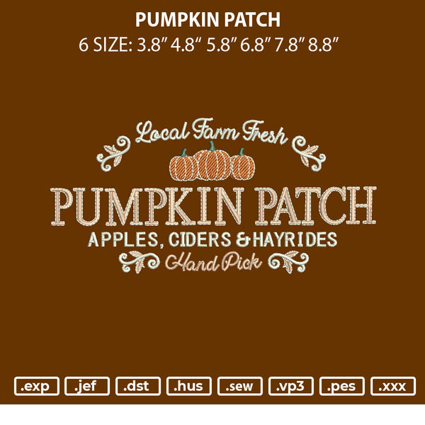 Pumpkin Patch Embroidery File 6 sizes