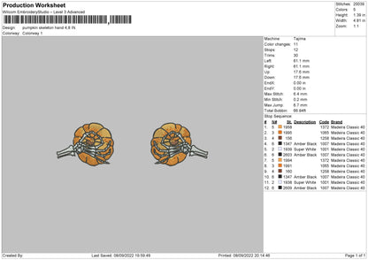 Pumpkin Skeleton Hand Embroidery File 6 sizes