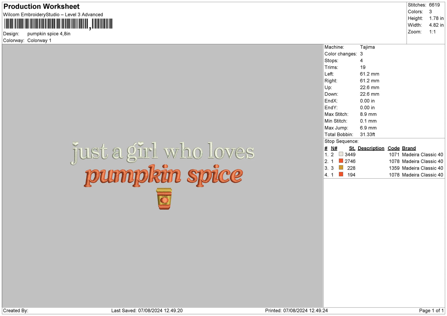 Spice Text Embroidery File 6 sizes