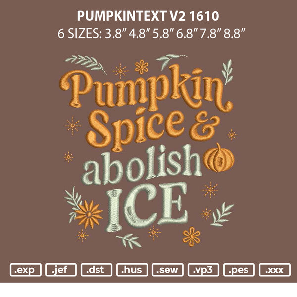 Pumpkintext V2 1610 Embroidery File 6 sizes