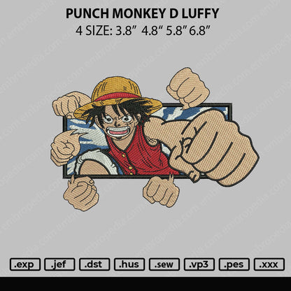 Punch Monkey D Luffy Embroidery Fiole 4 sizes