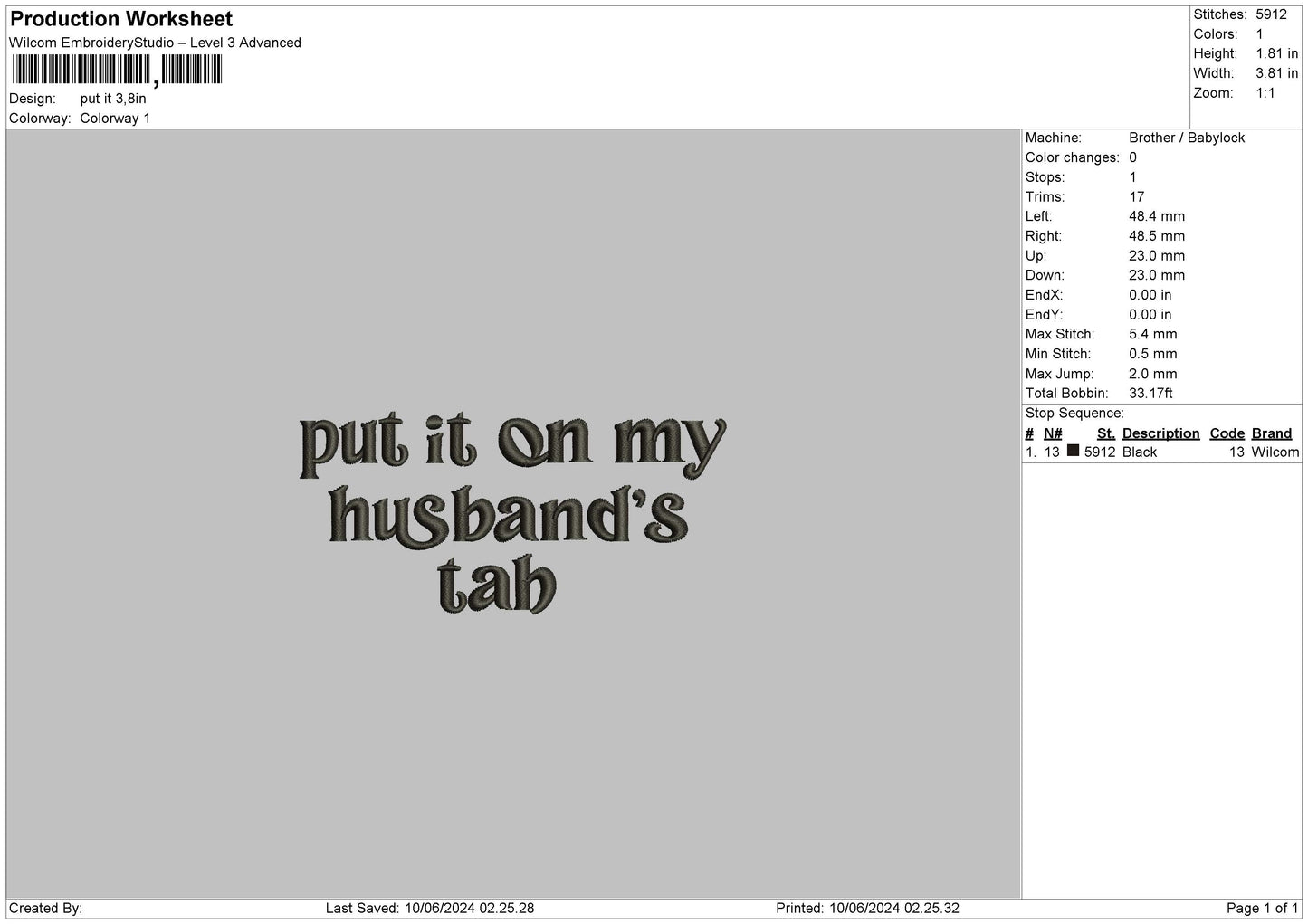 Put It Text Embroidery File 6 sizes