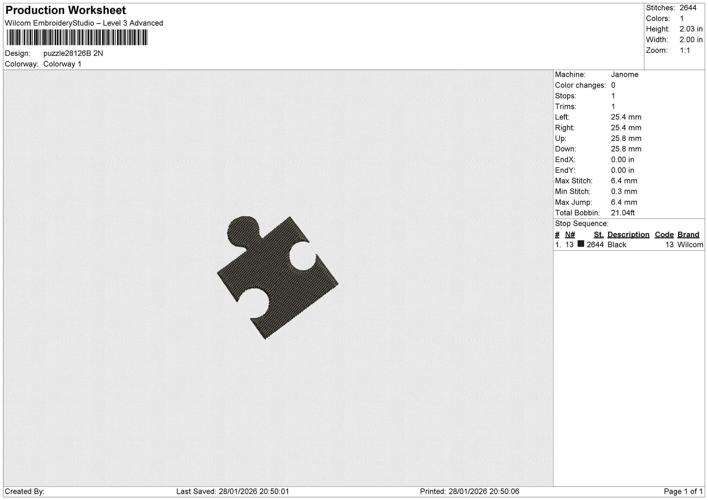 puzzle28126 AB Embroidery File 6 size