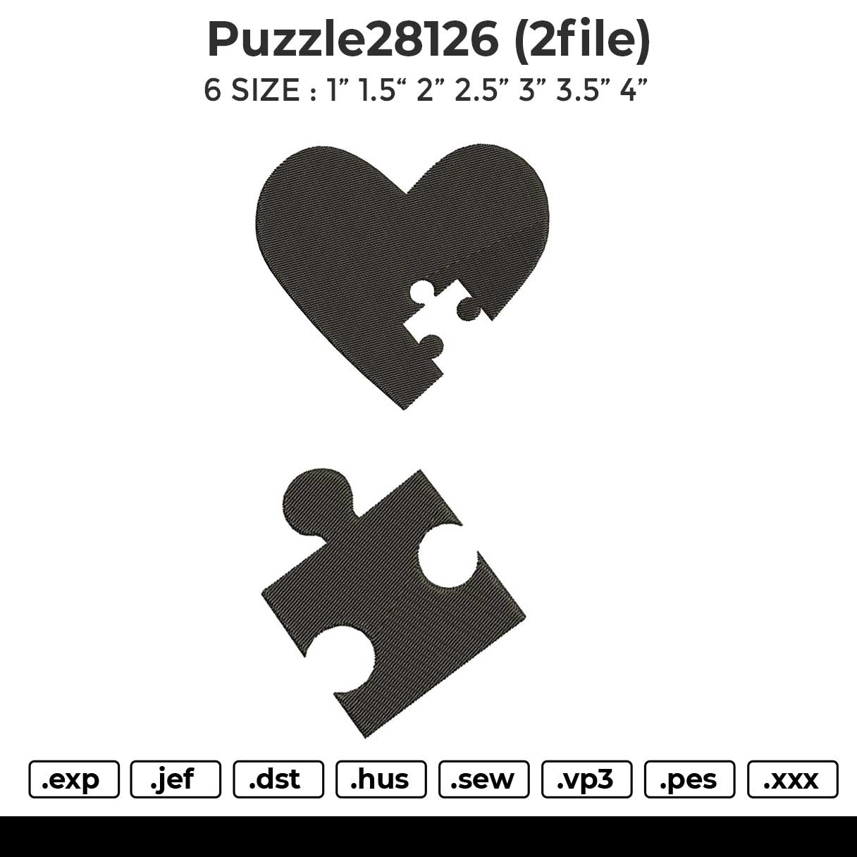 puzzle28126 AB Embroidery File 6 size