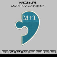 Puzzle Sleve Embroidery File 6 sizes