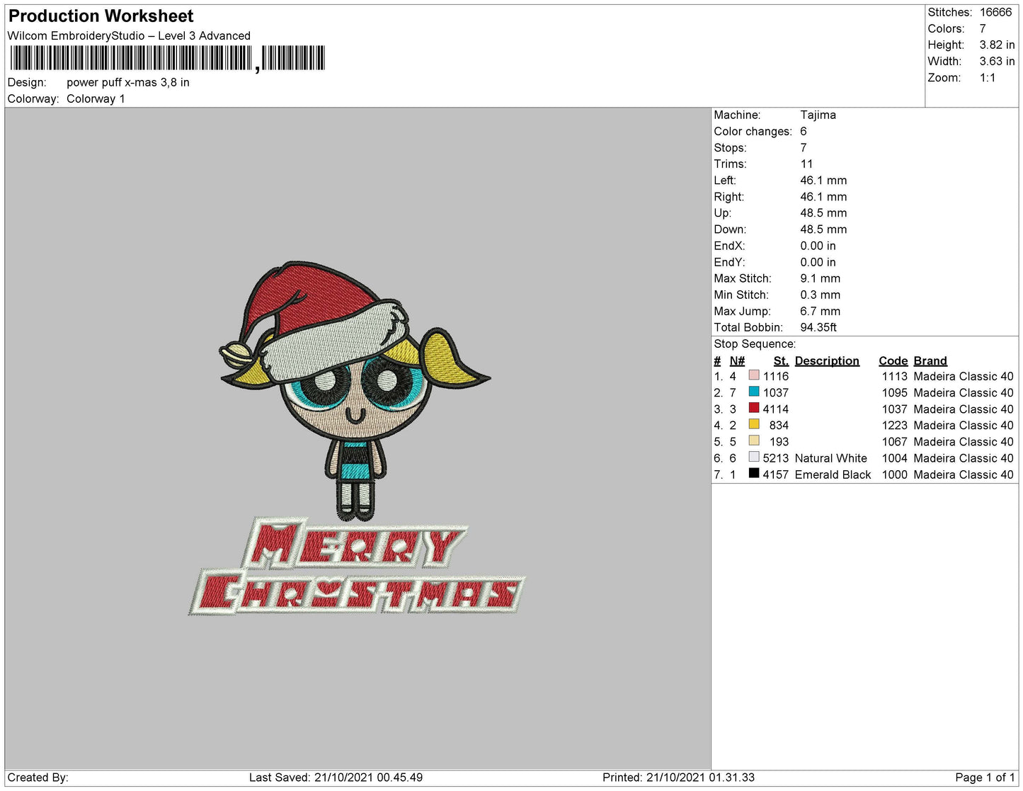 Powerpuff Xmas Embroidery File 4 size