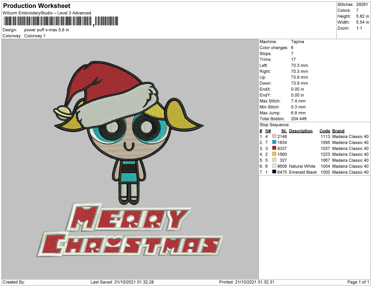Powerpuff Xmas Embroidery File 4 size