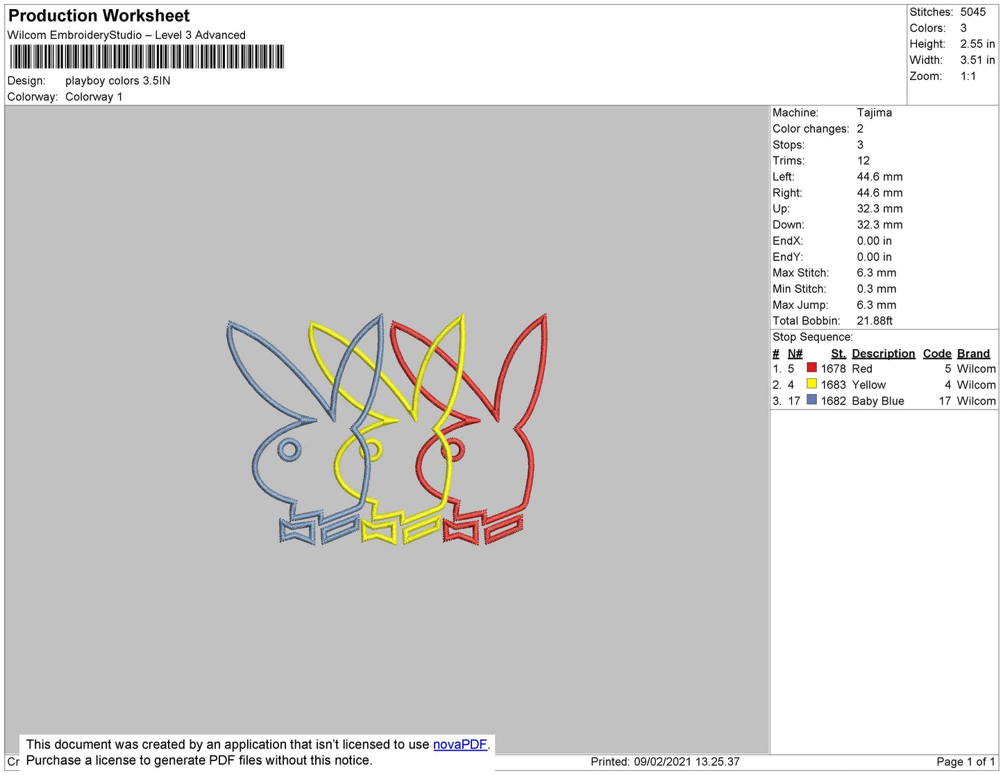 Playboy Colors Embroidery File 4 size