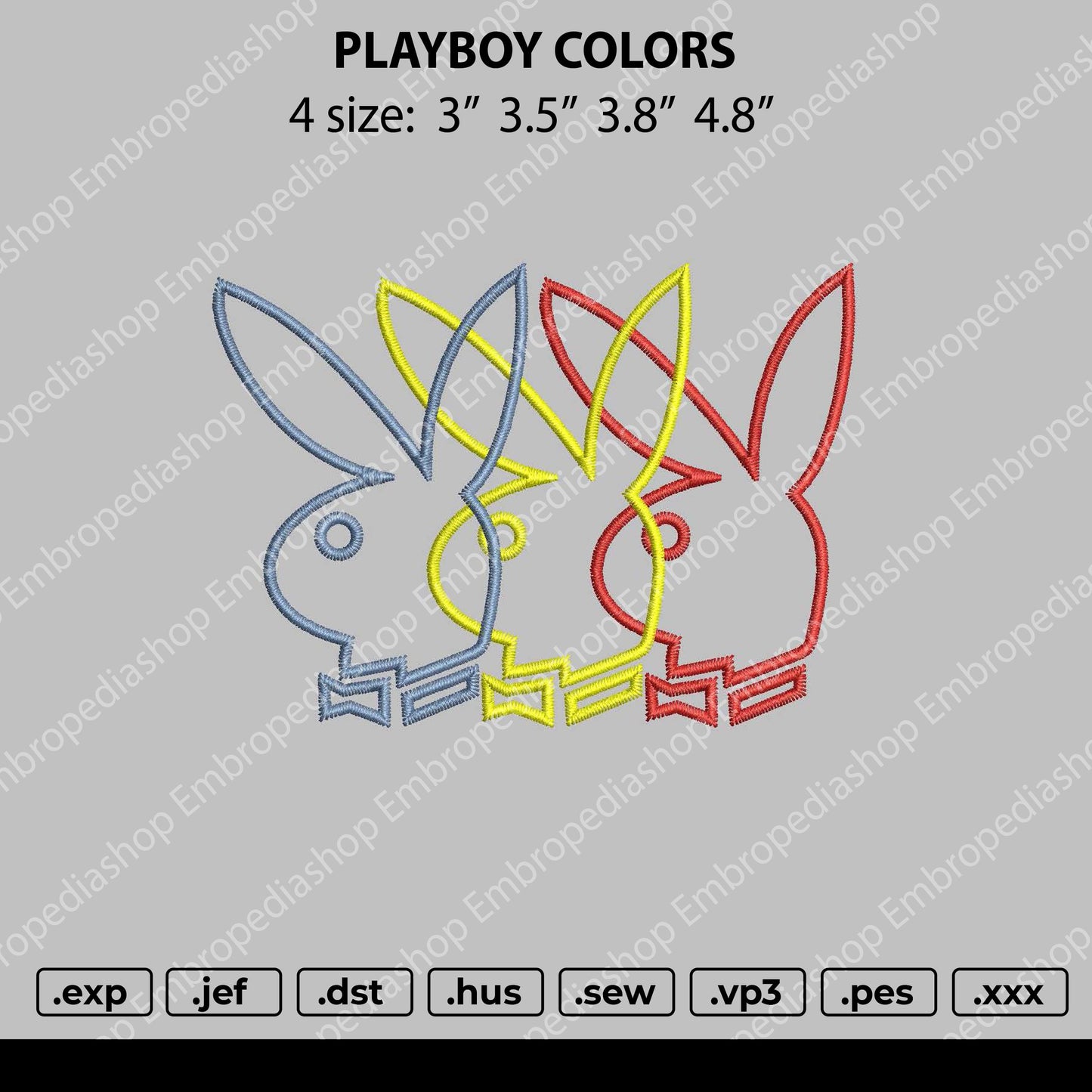 Playboy Colors Embroidery File 4 size