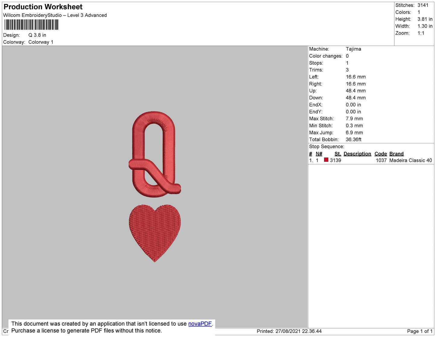 Q Embroidery File 4 size