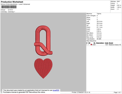 Q Embroidery File 4 size