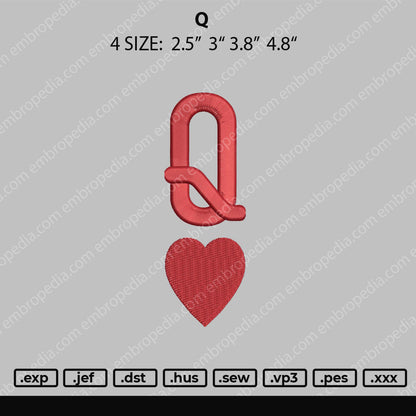 Q Embroidery File 4 size