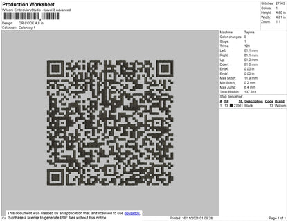QR Code Embroidery File 4 size