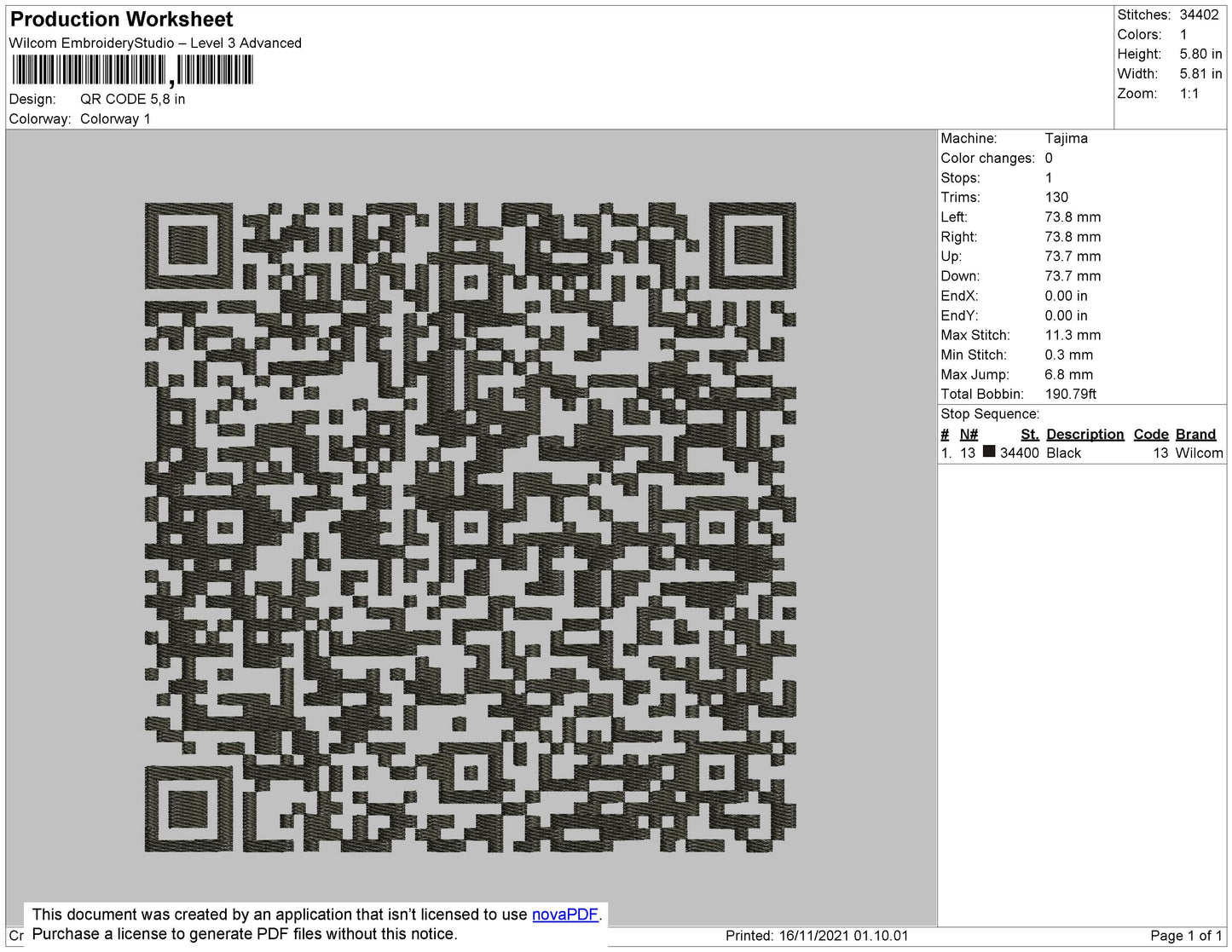 QR Code Embroidery File 4 size
