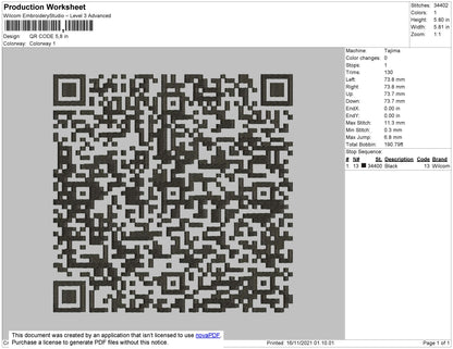 QR Code Embroidery File 4 size