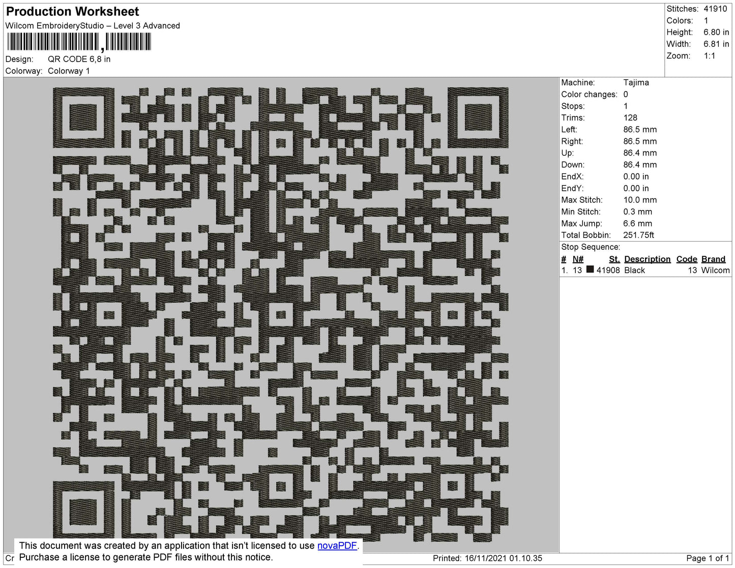QR Code Embroidery File 4 size