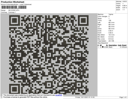 QR Code Embroidery File 4 size