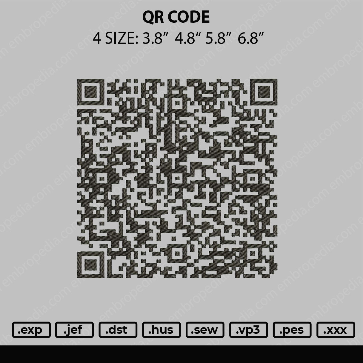 QR Code Embroidery File 4 size