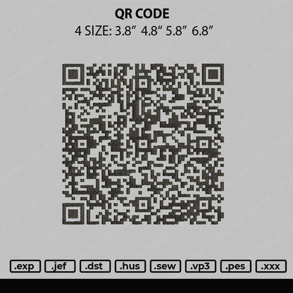 QR Code Embroidery File 4 size