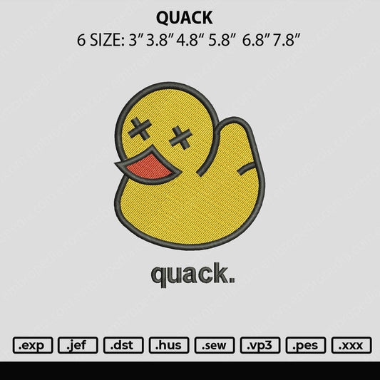 Quack Embroidery FIle 6 sizes