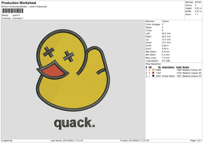 Quack Embroidery FIle 6 sizes
