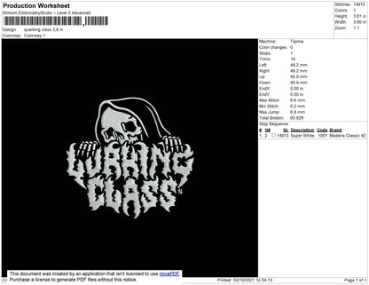 Quarking Class Embroidery File 4 size