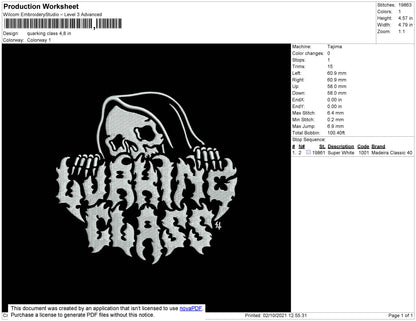 Quarking Class Embroidery File 4 size