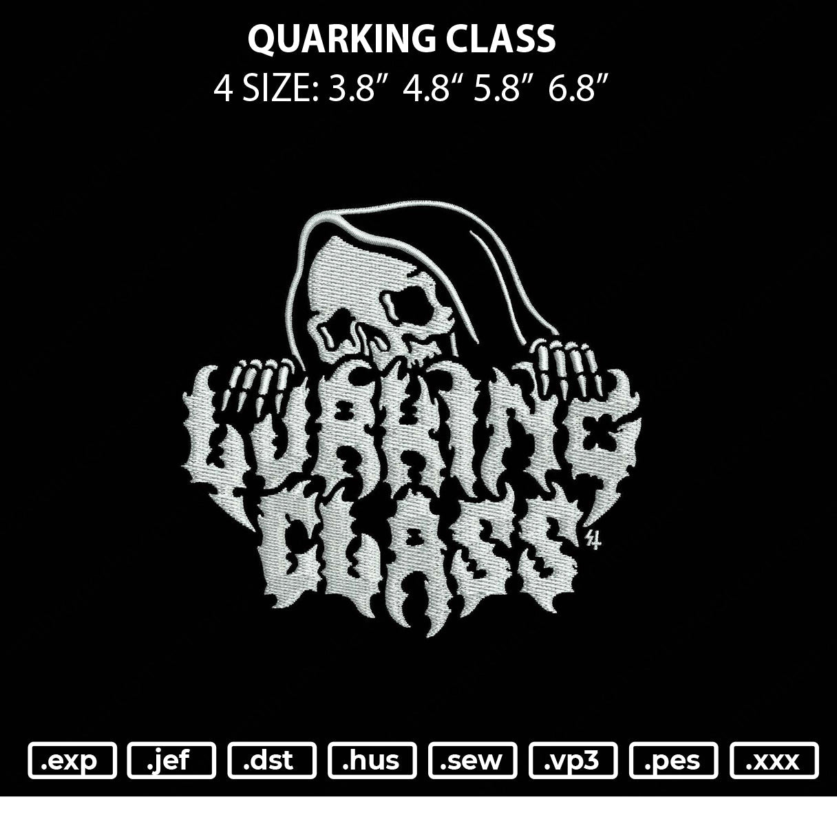 Quarking Class Embroidery File 4 size