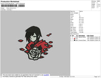 Rose Anime Embroidery File 4 size