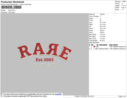 Rare Embroidery File 4 size