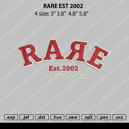 Rare Embroidery File 4 size