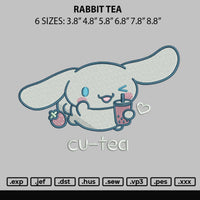 Rabbit Tea Embroidery File 6 sizes