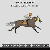 Racing Horse V4 Embroidery File 6 sizes