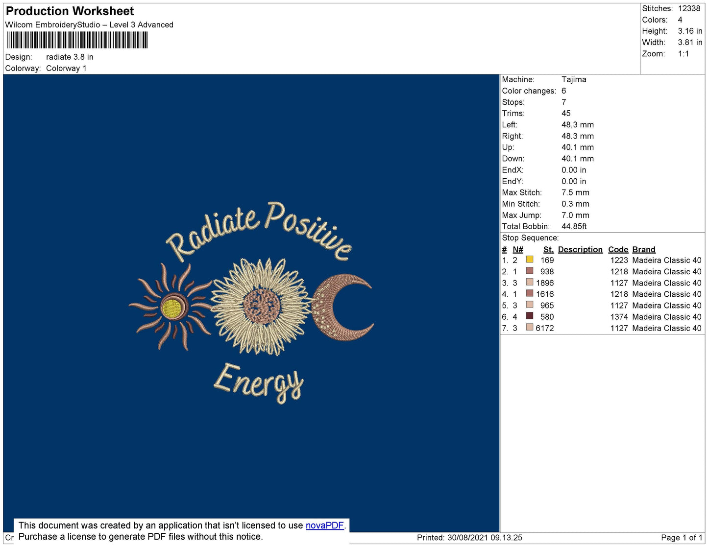 Radiate Embroidery File 4 size
