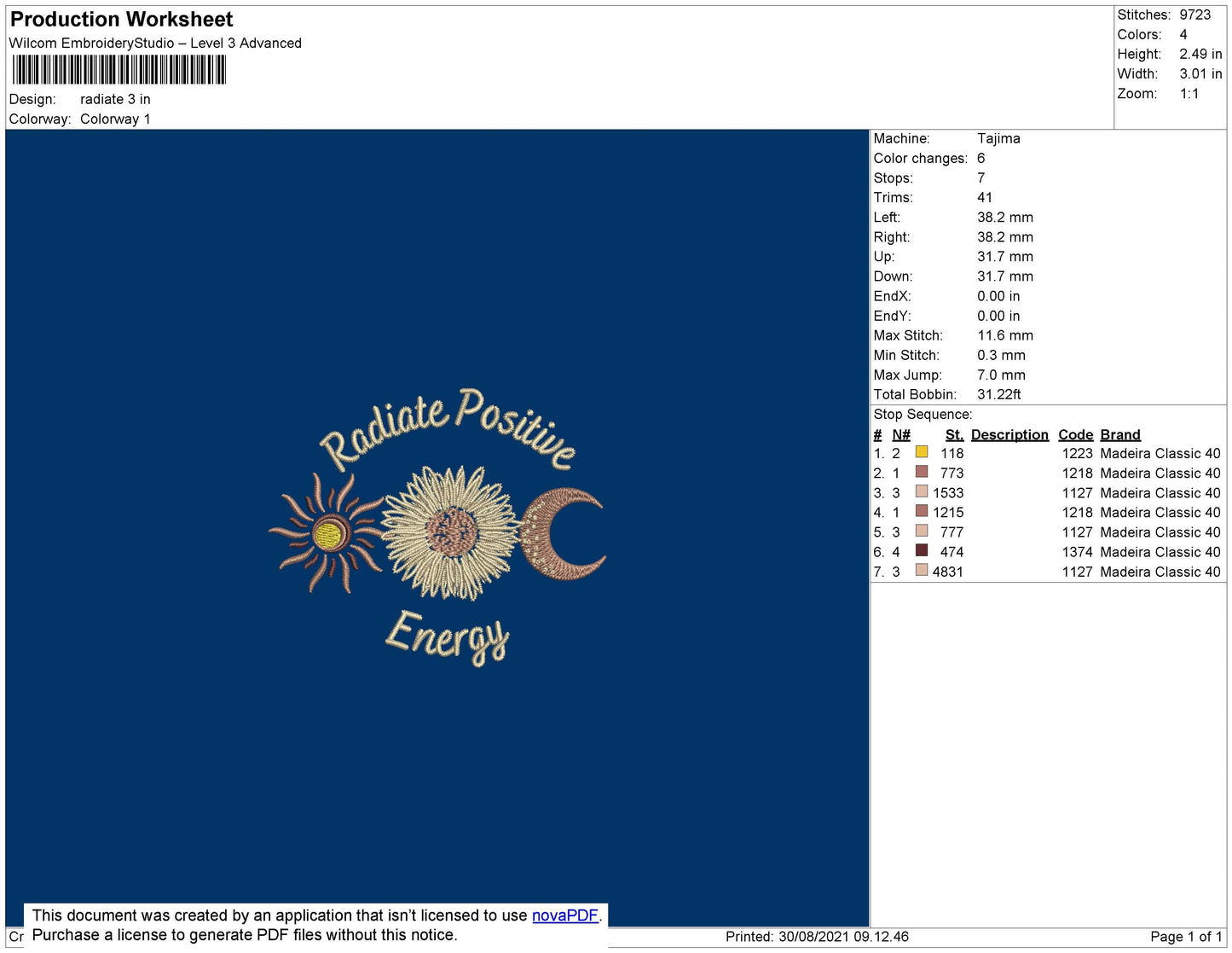 Radiate Embroidery File 4 size