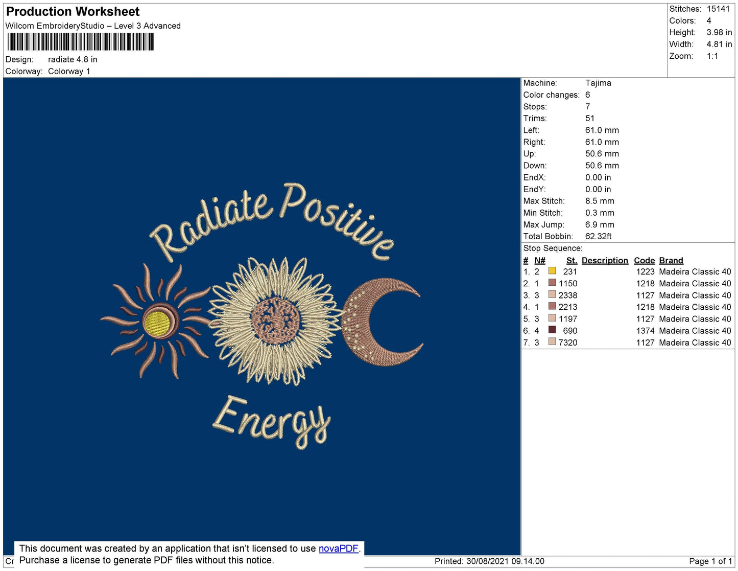 Radiate Embroidery File 4 size