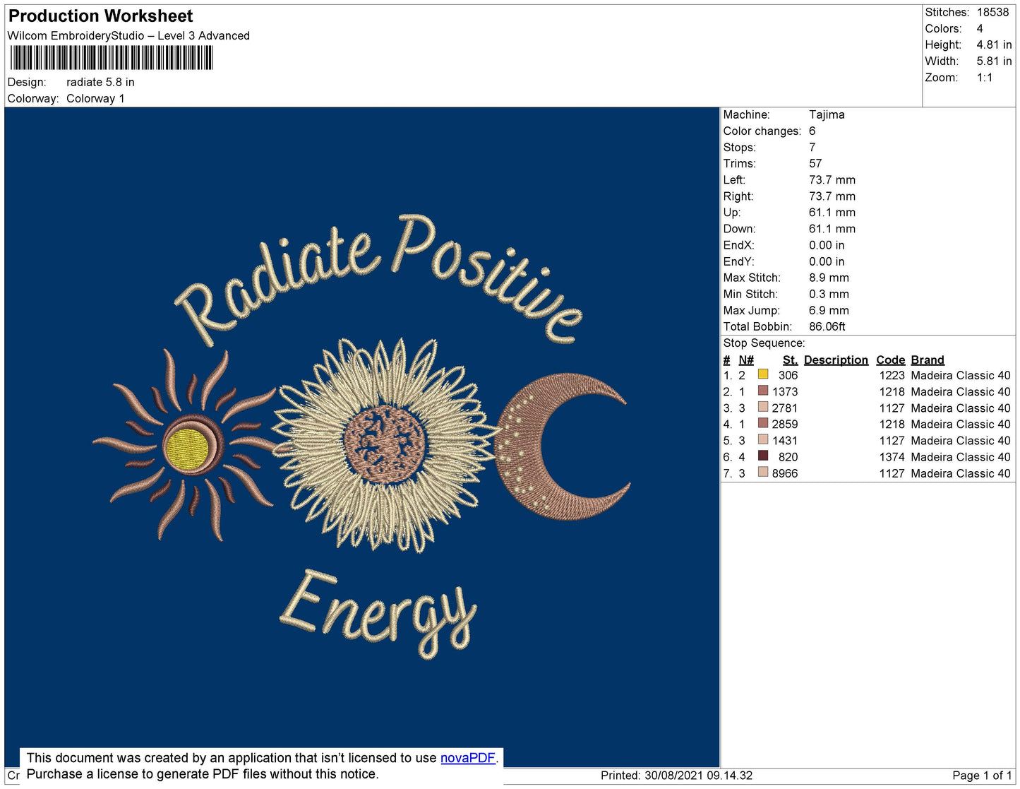 Radiate Embroidery File 4 size