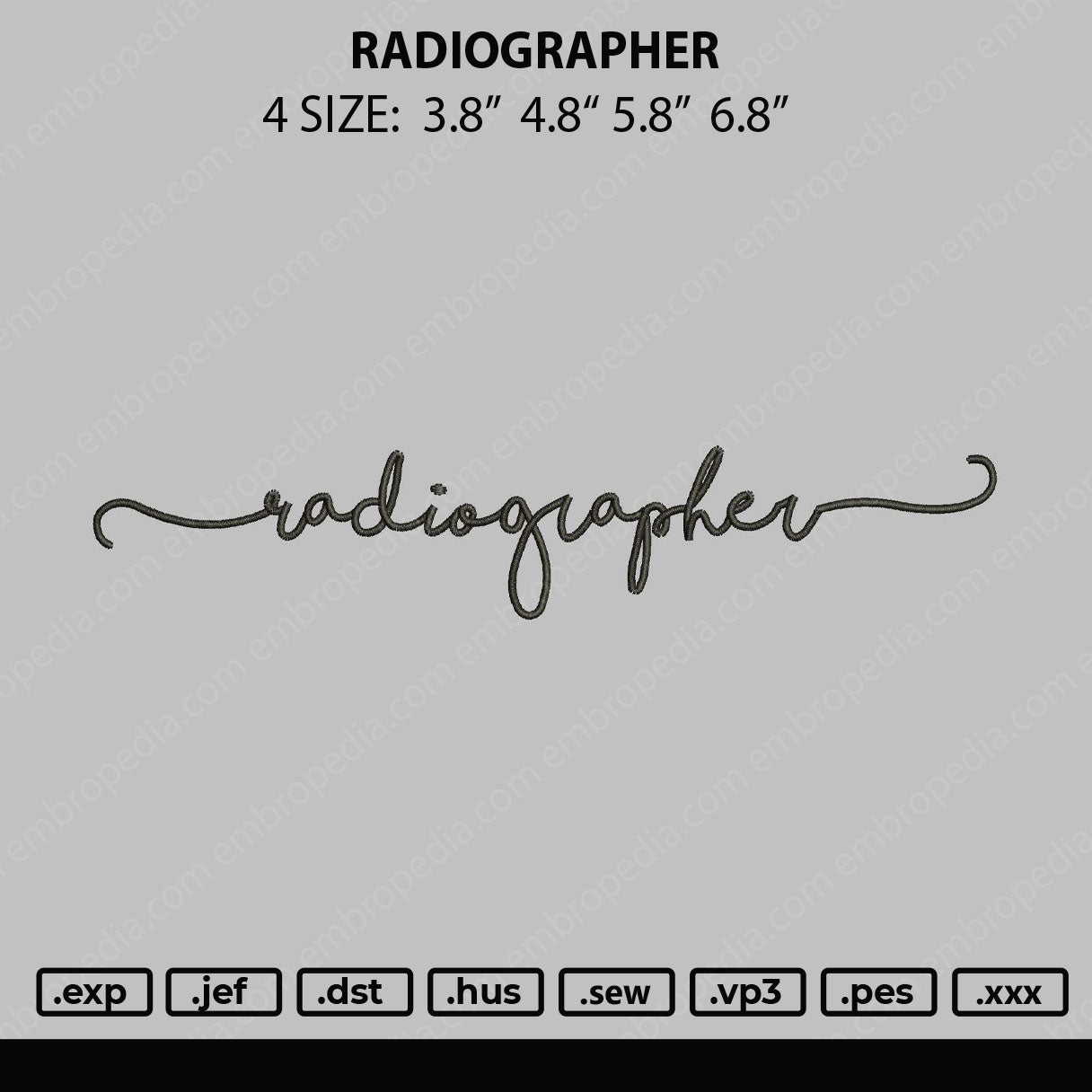 Radiographer Embroidery File 4 size