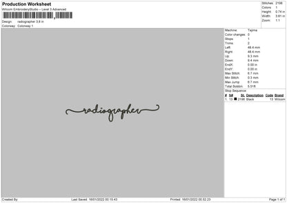 Radiographer Embroidery File 4 size