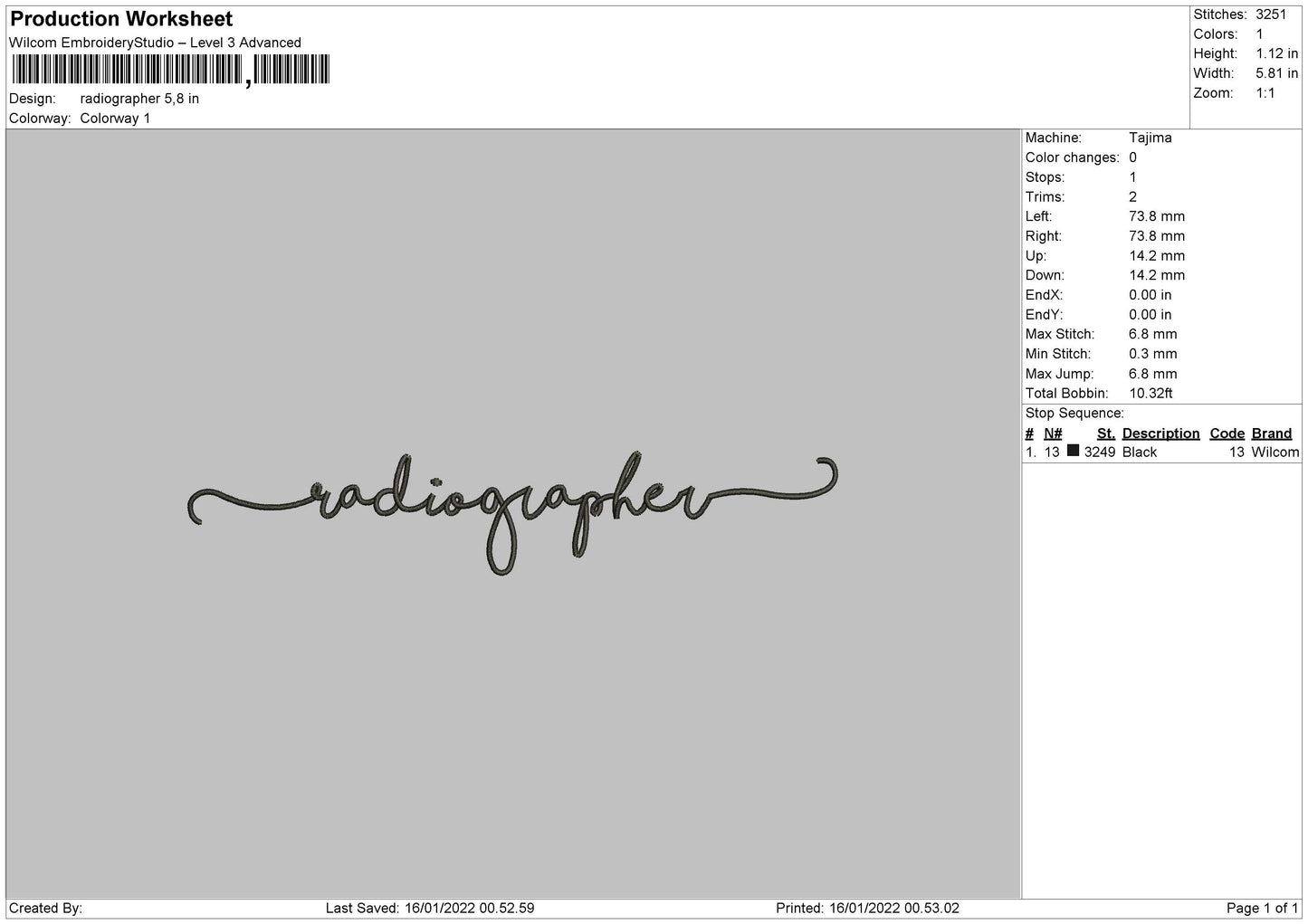 Radiographer Embroidery File 4 size