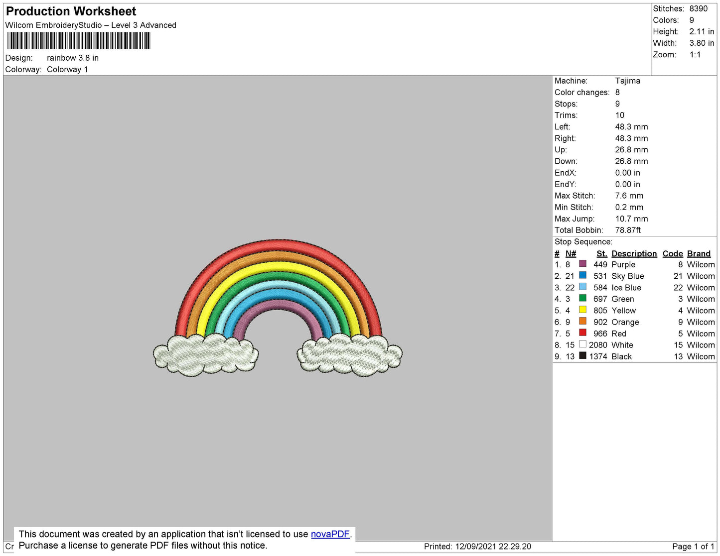 Rainbow Embroidery File 4 size
