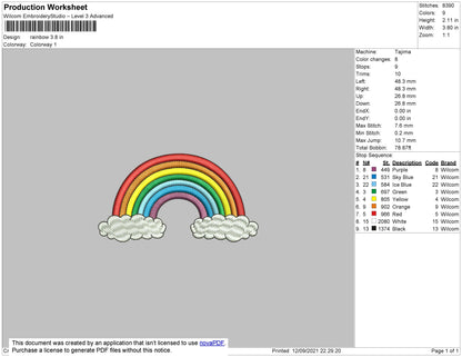 Rainbow Embroidery File 4 size