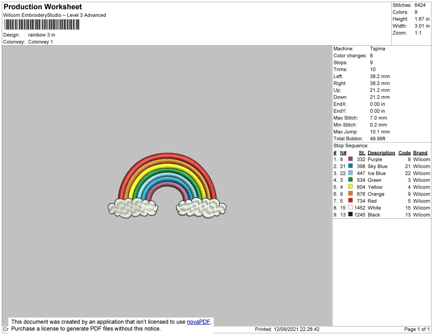 Rainbow Embroidery File 4 size
