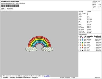 Rainbow Embroidery File 4 size